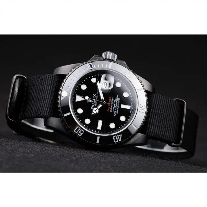Swiss Submariner Pro-Hunter Black Fabric Strap Black Dial