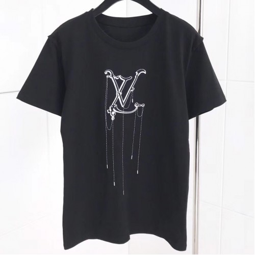 Louis Vuitton Logo and Chain Print T-Shirt Black