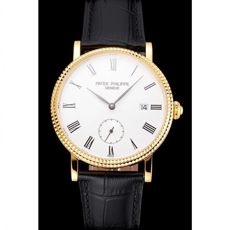 Calatrava Dial White 38 mm, Yellow Gold Plated