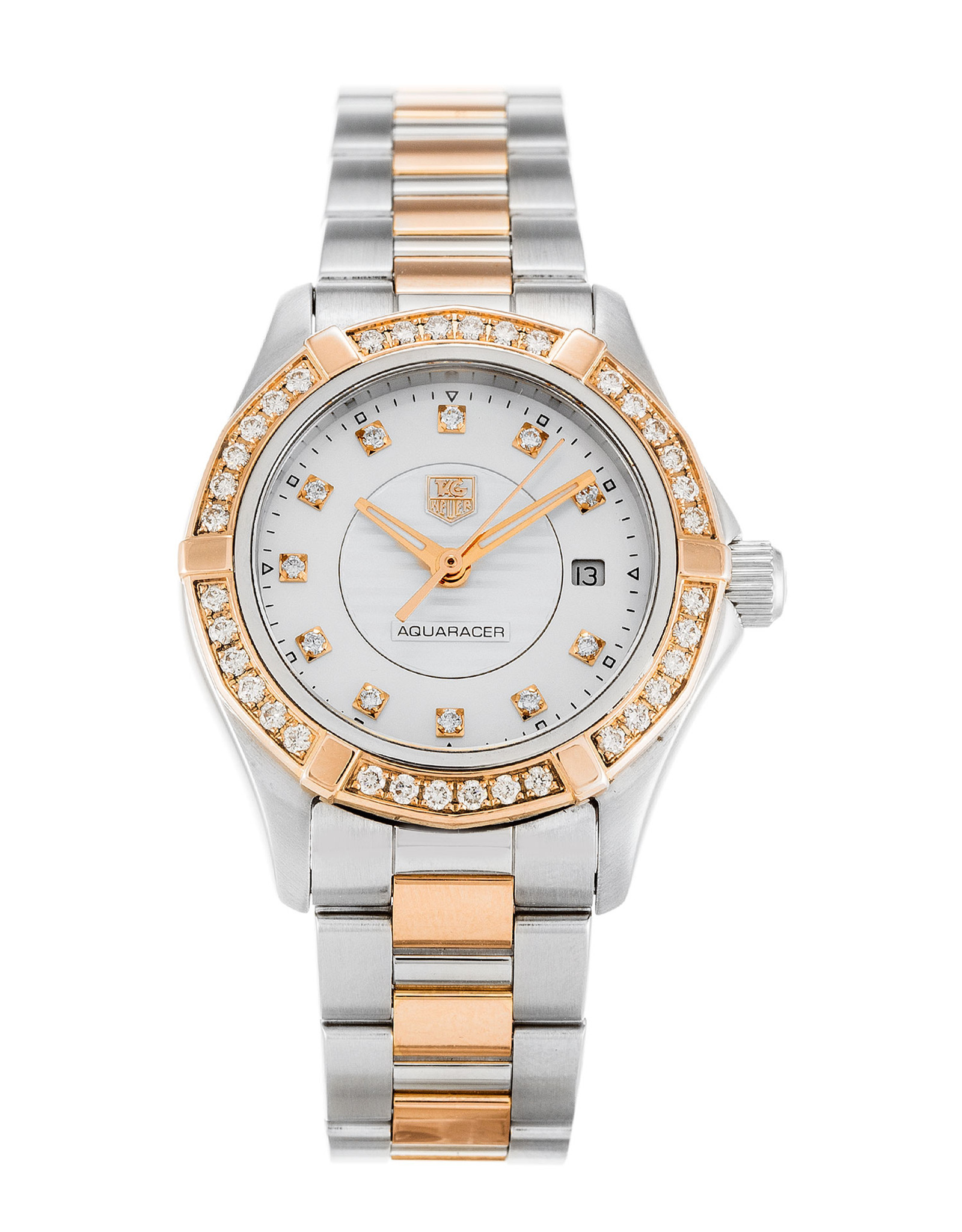 Aquaracer Rose Gold Case Diamond Markers Lady WAP1452.BD0837 27MM