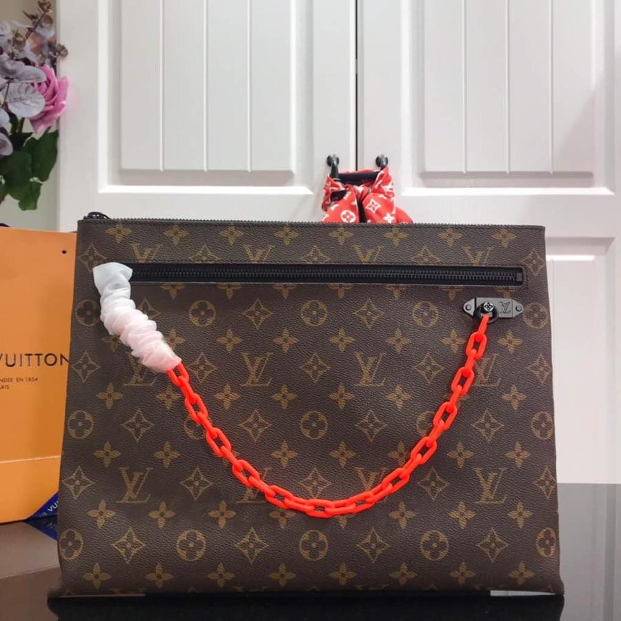 Louis Vuitton M44484 Men A4 Pouch Monogram Coated