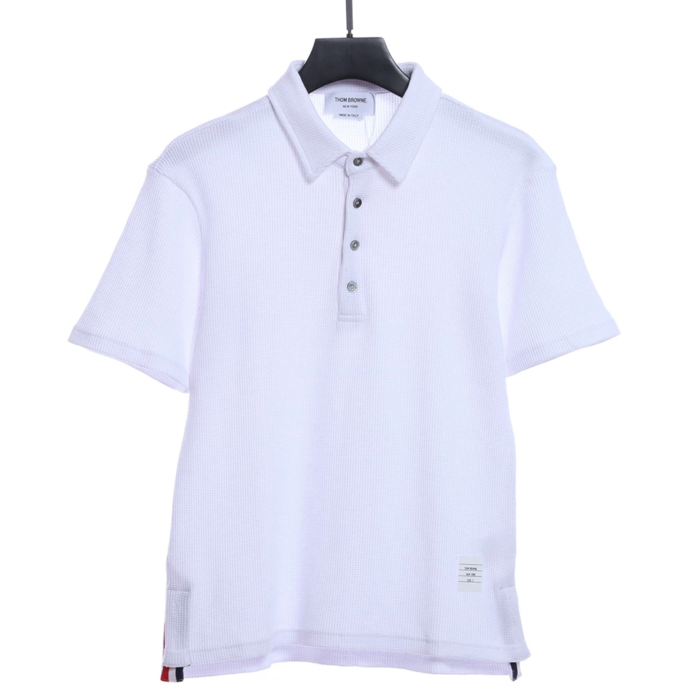 Waffle four button polo T-shirt (White/Black/Grey/Dark blue)