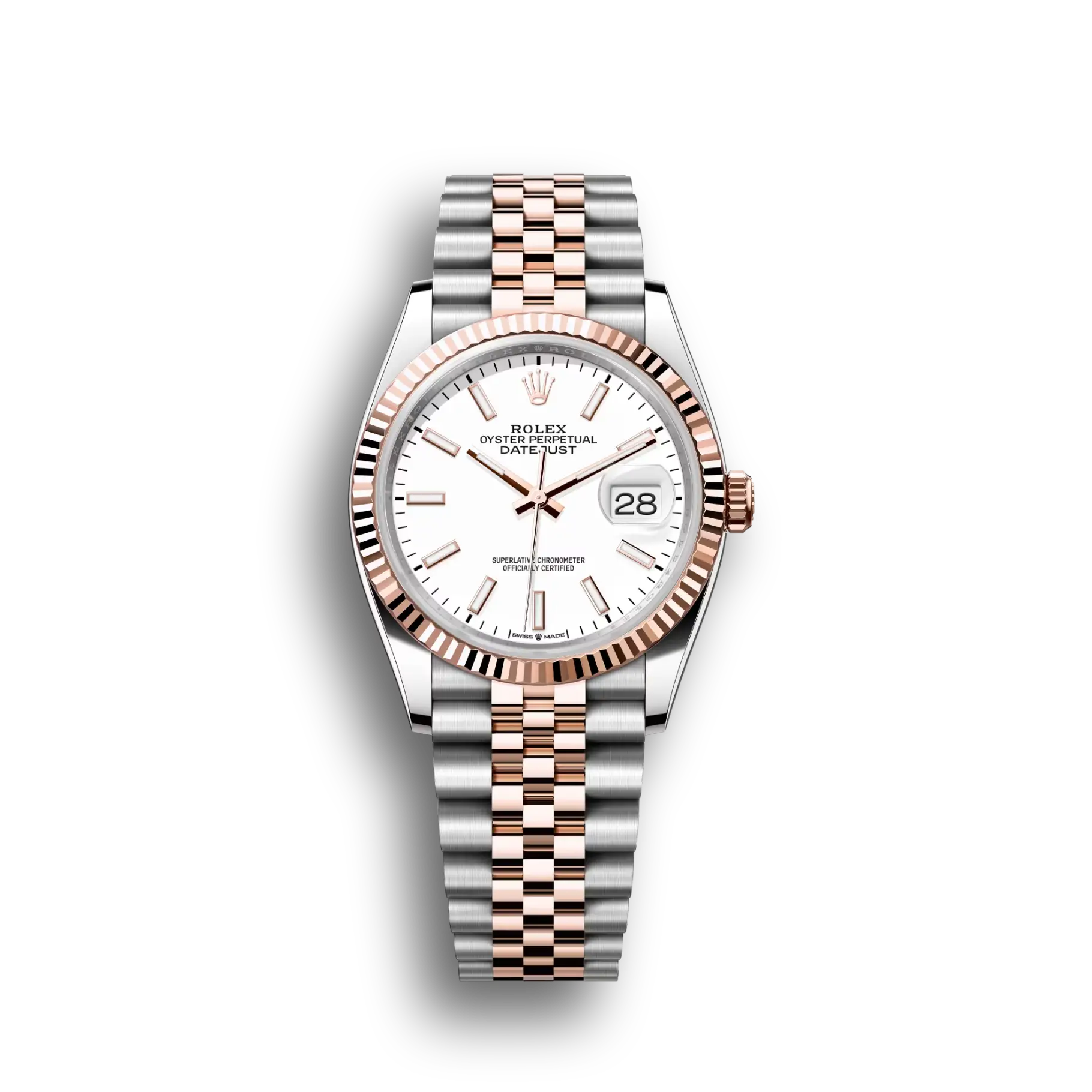Datejust: Oystersteel and Everose gold, white, m126231-0017