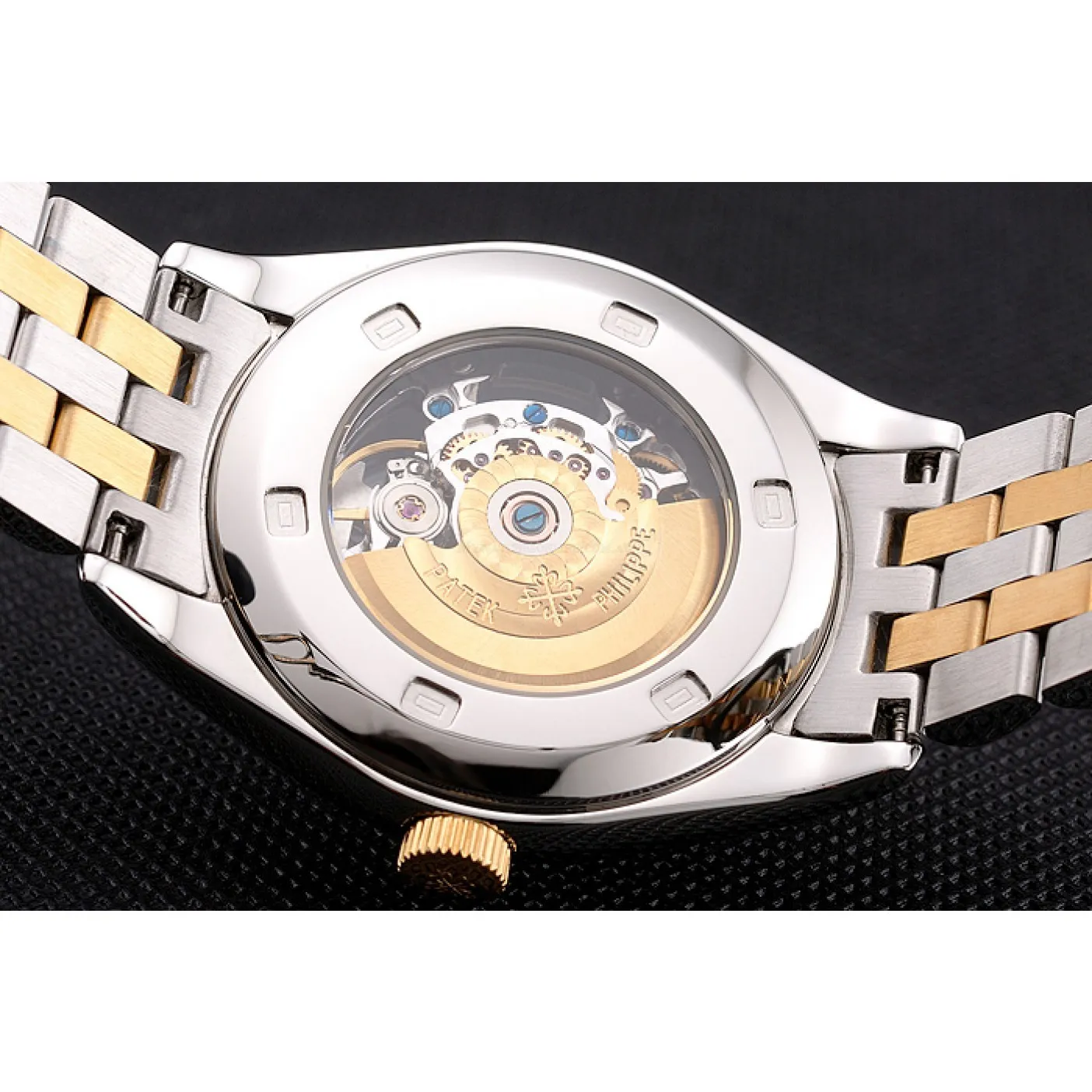 Calatrava Openworked Dial White 37 mm, Steel & Yellow Gold