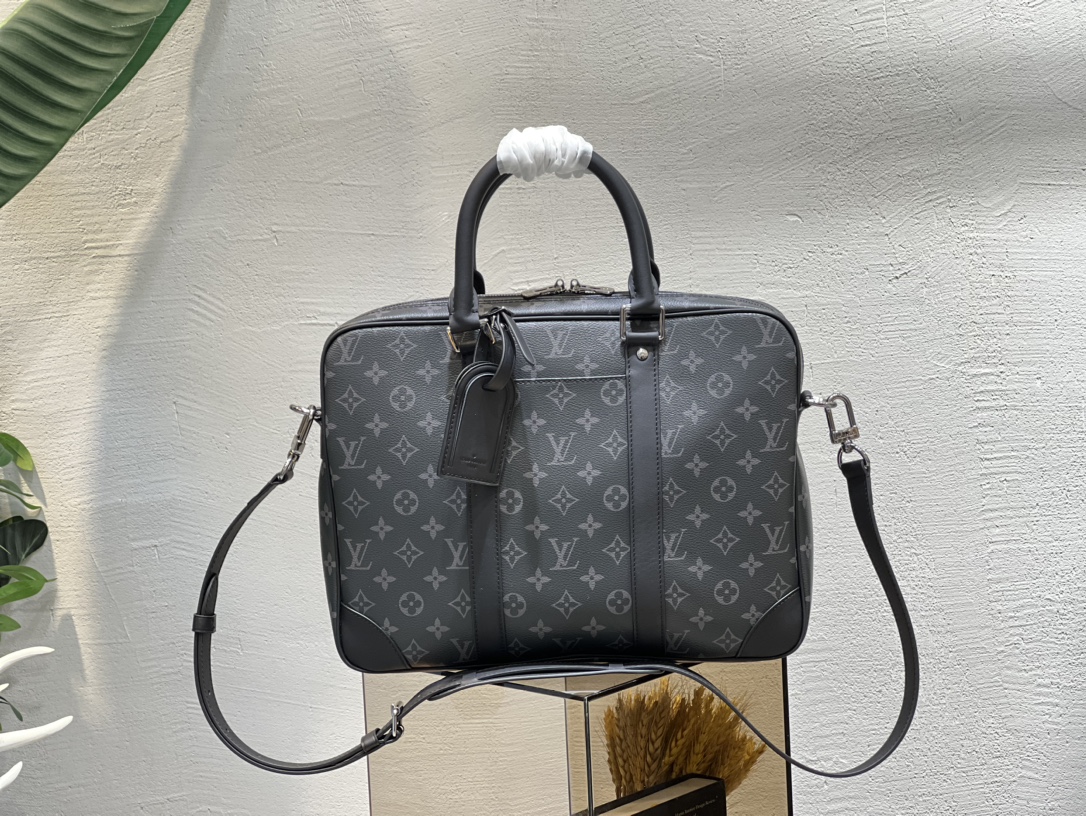 Louis Vuitton N40445 Porte-Documents Voyage PM Monogram Eclipse Coated Canvas