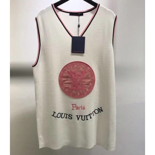 Louis Vuitton Sleeveless Tank Top Vest White/Pink