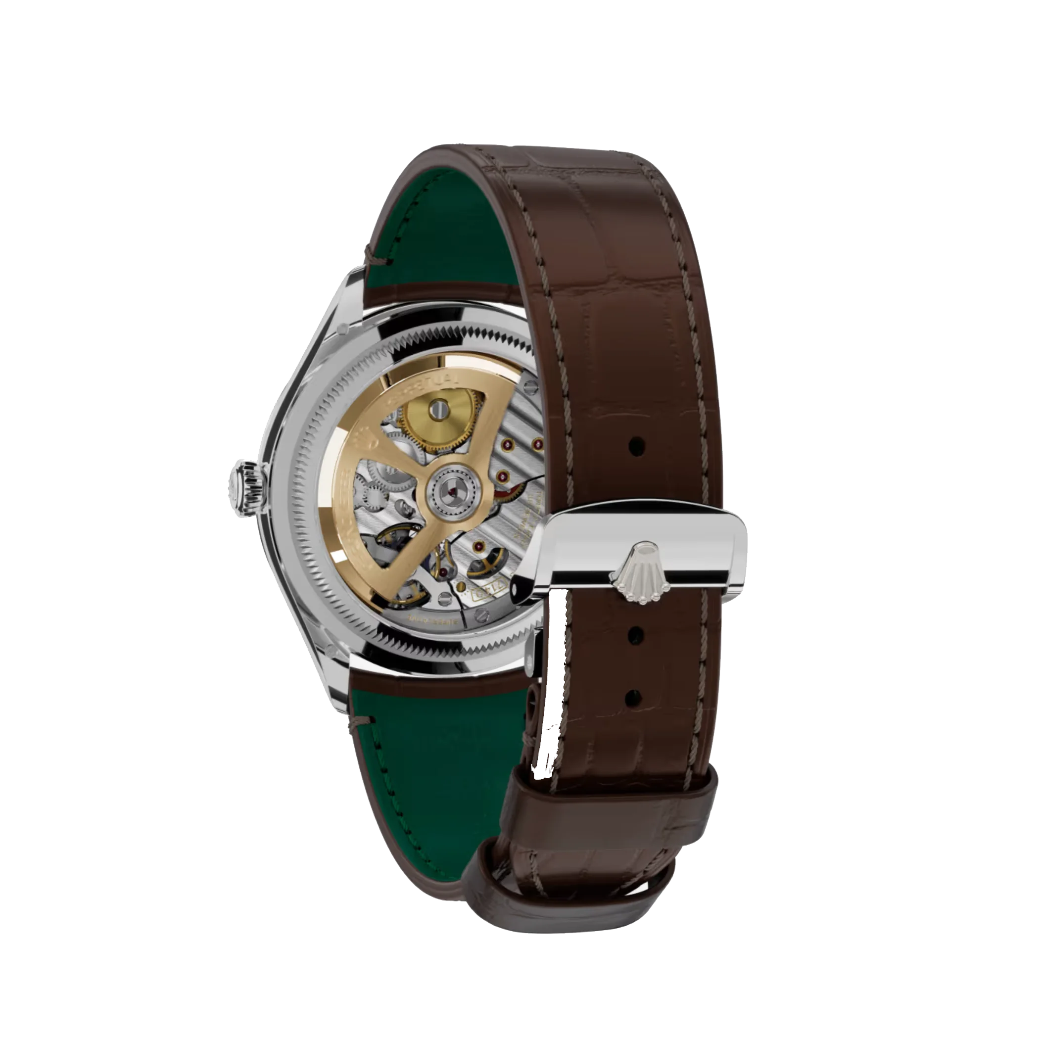1908: yellow gold with an alligator leather strap, m52508-0006