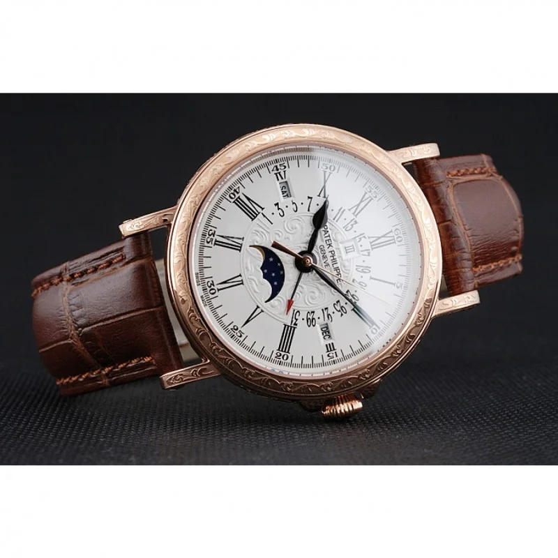 Perpetual Calendar Retrograde Dial White 40 mm, Rose Gold Plated