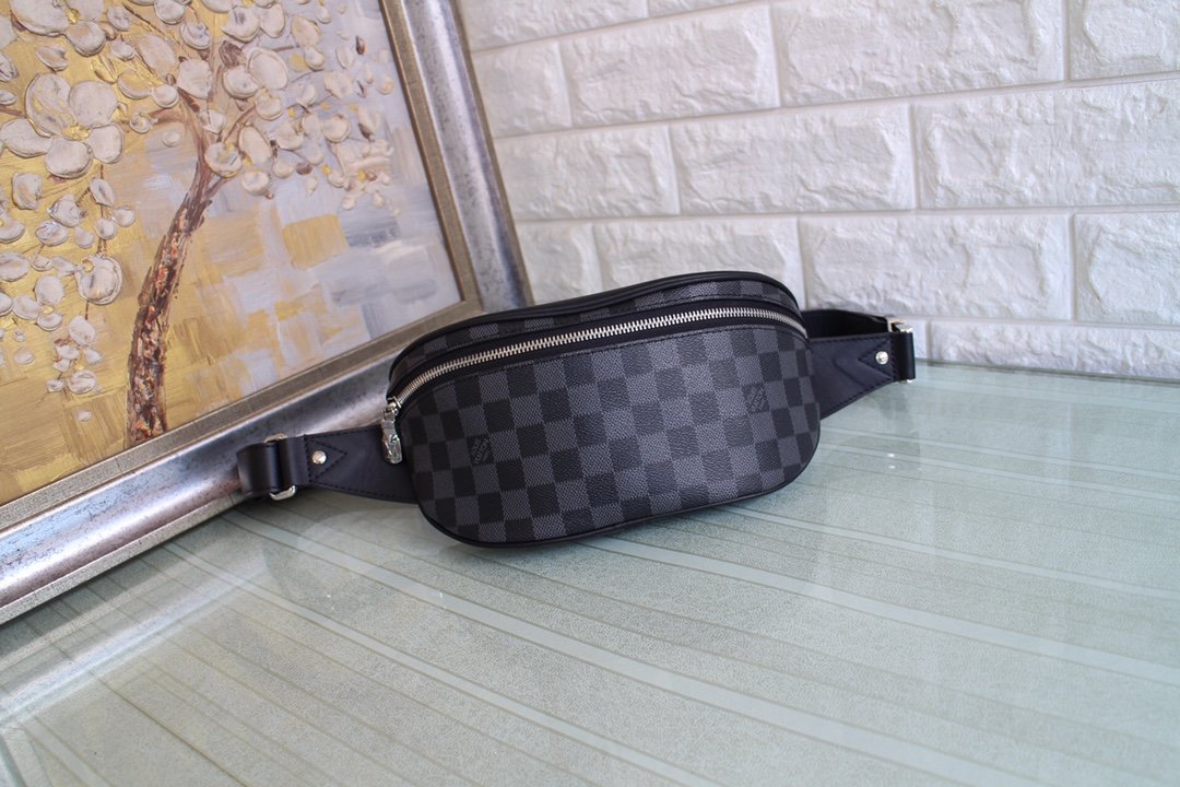 Louis Vuitton N40362 Campus Bumbag in Damier Graphite Coated Canvas with its Silver-Color Zipper