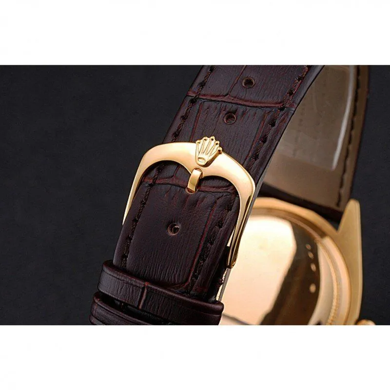 Cellini White Dial Gold Case Brown Leather Strap 622833