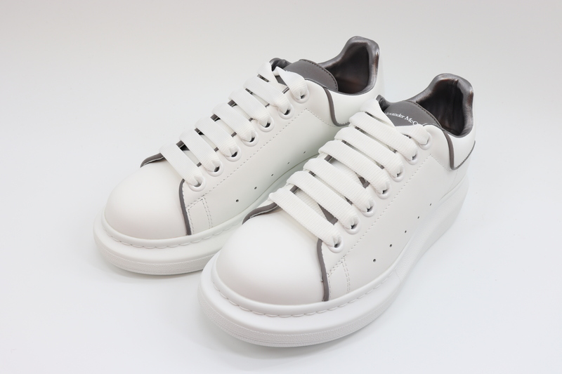 ALEXANDER MCQUEEN LEATHER PLATFORM TRAINERS SNEAKERS GRAY-WHITE