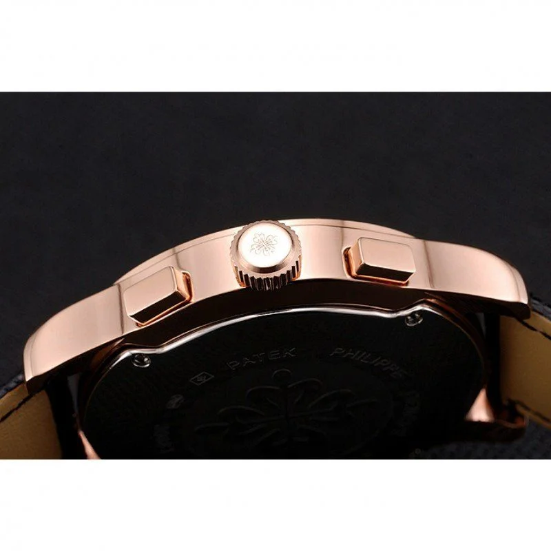 Chronograph Black Guilloche Dial Black 43 mm, Rose Gold Plated