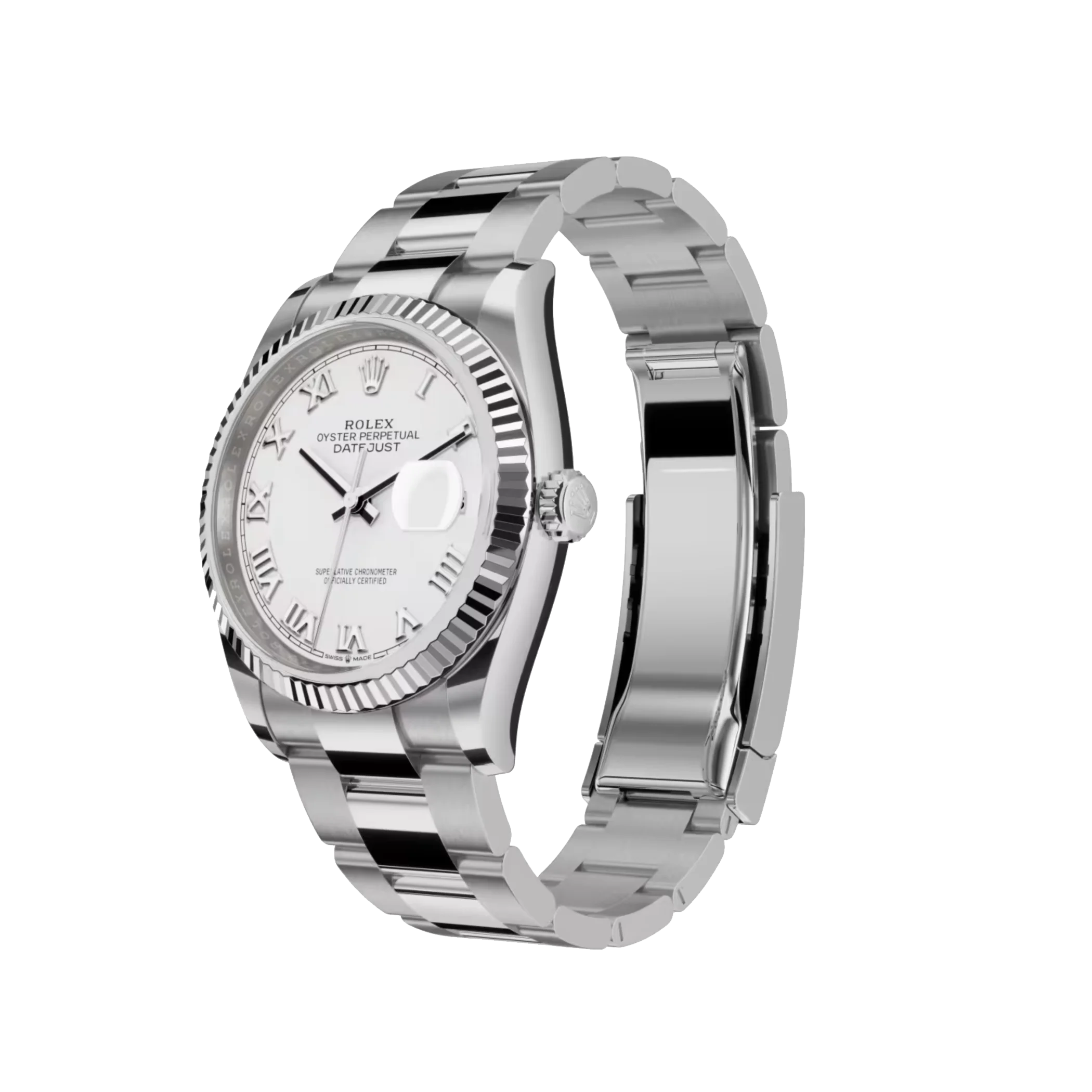 Datejust: Oystersteel and white gold, white dial, Oyster bracelet, m126234-0026