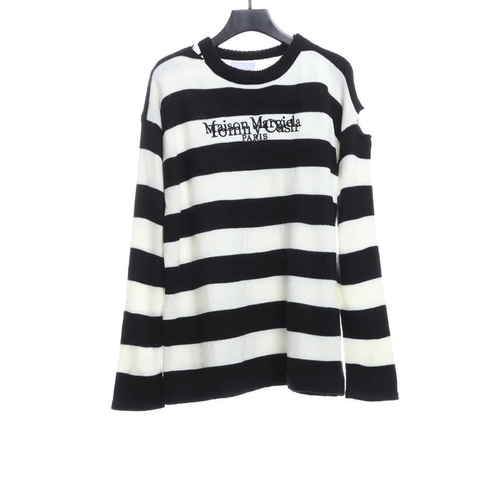 Joint irregular striped sweater