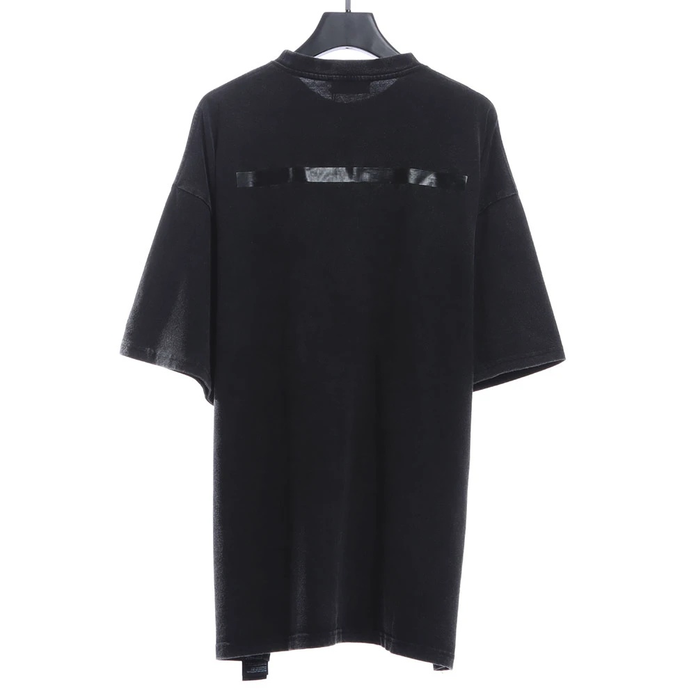 Tape Dressed Letters Washed T-Shirt