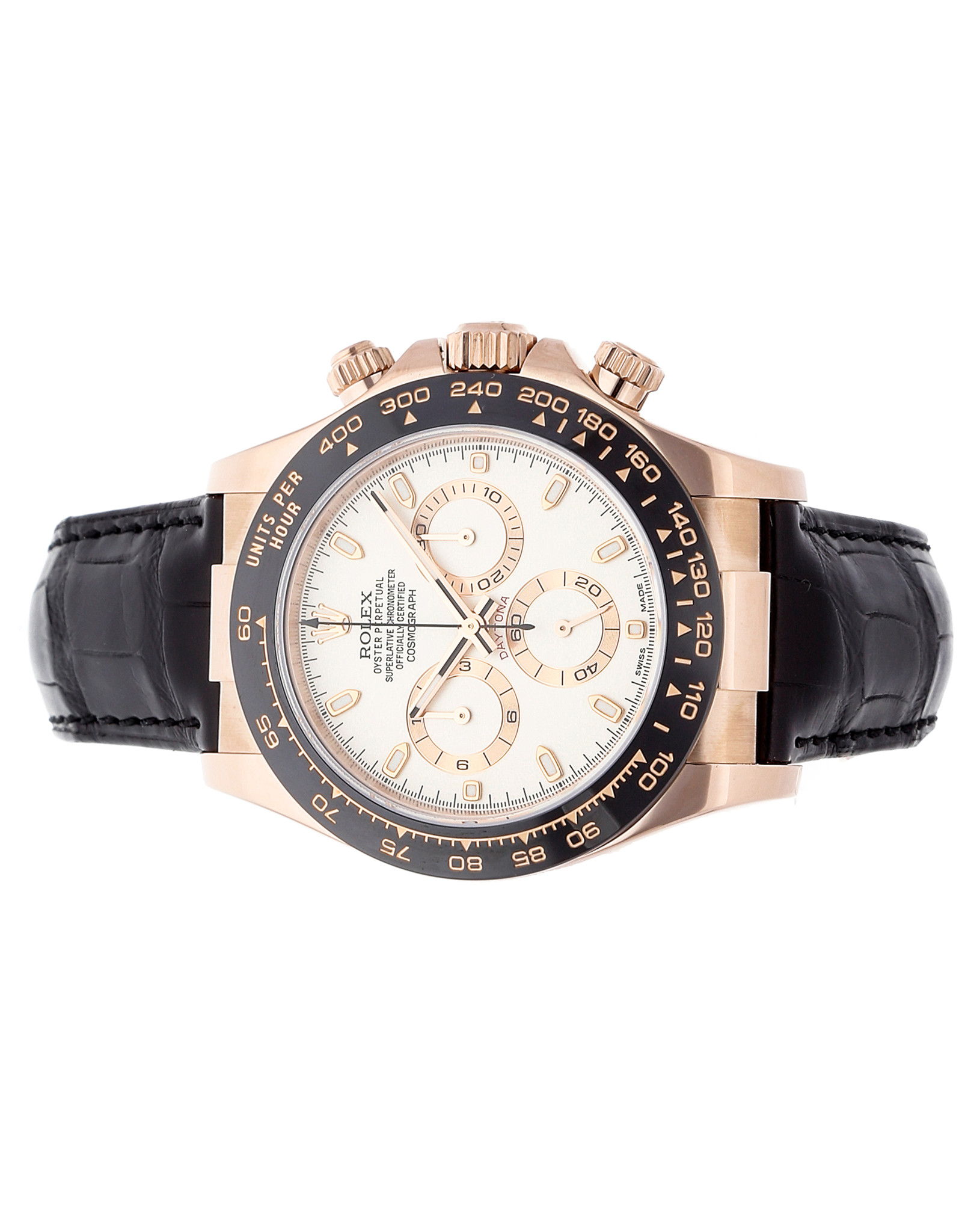 Daytona White Dial Gold Case Alligator Belt 116515LN 40MM