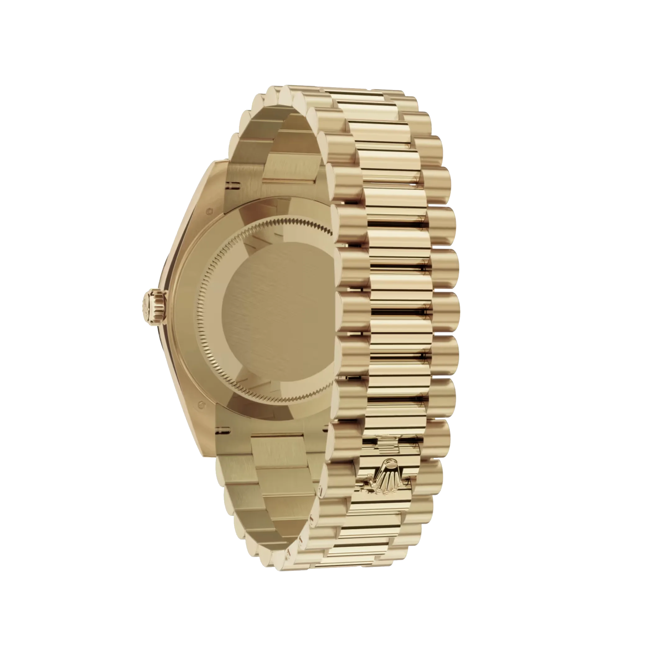 Day-Date: Yellow gold, white dial, fluted bezel, President bracelet, m128238-0076