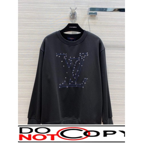 LOUIS VUITTON LV STITCH PRINT EMBROIDERED SWEATSHIRT BLACK
