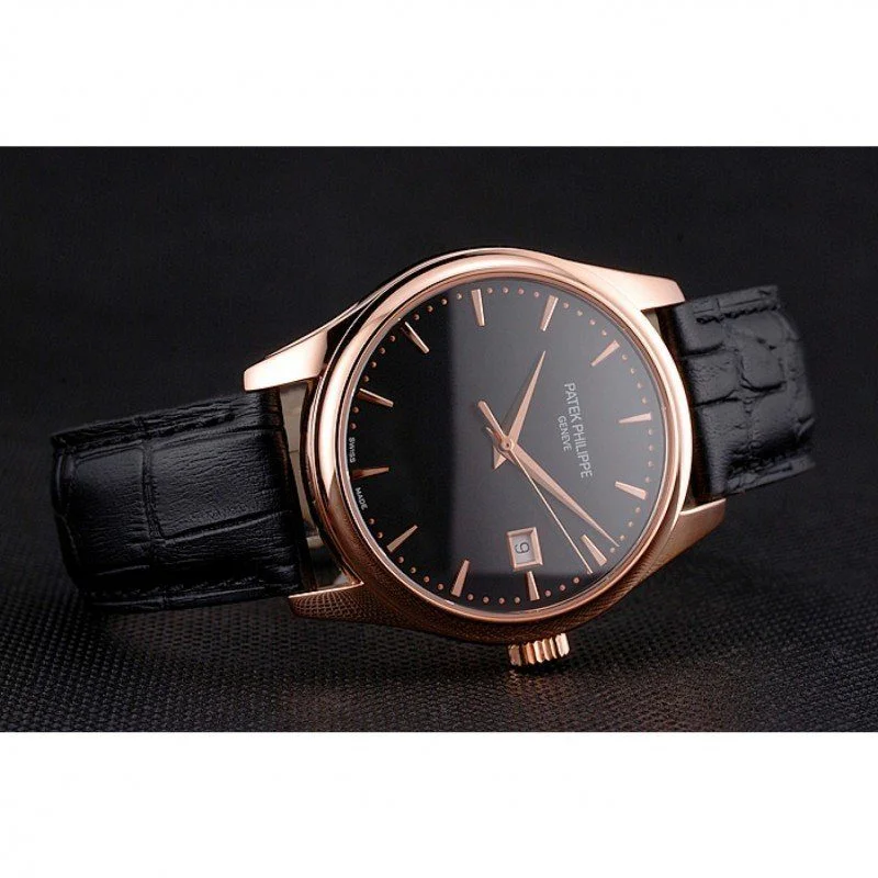 Calatrava Black Dial 38 mm, Rose Gold Plated
