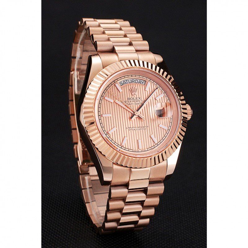 Swiss Day-Date 40 Rose Gold Etched Dial Rose Gold Case And Bracelet