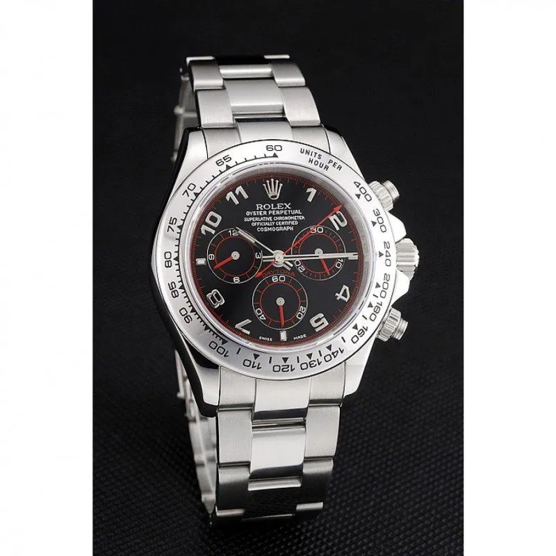 Swiss Daytona Stainless Steel Bracelet Black Dial 80296