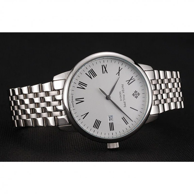 Calatrava Dial White 40 mm, Stainless Steel