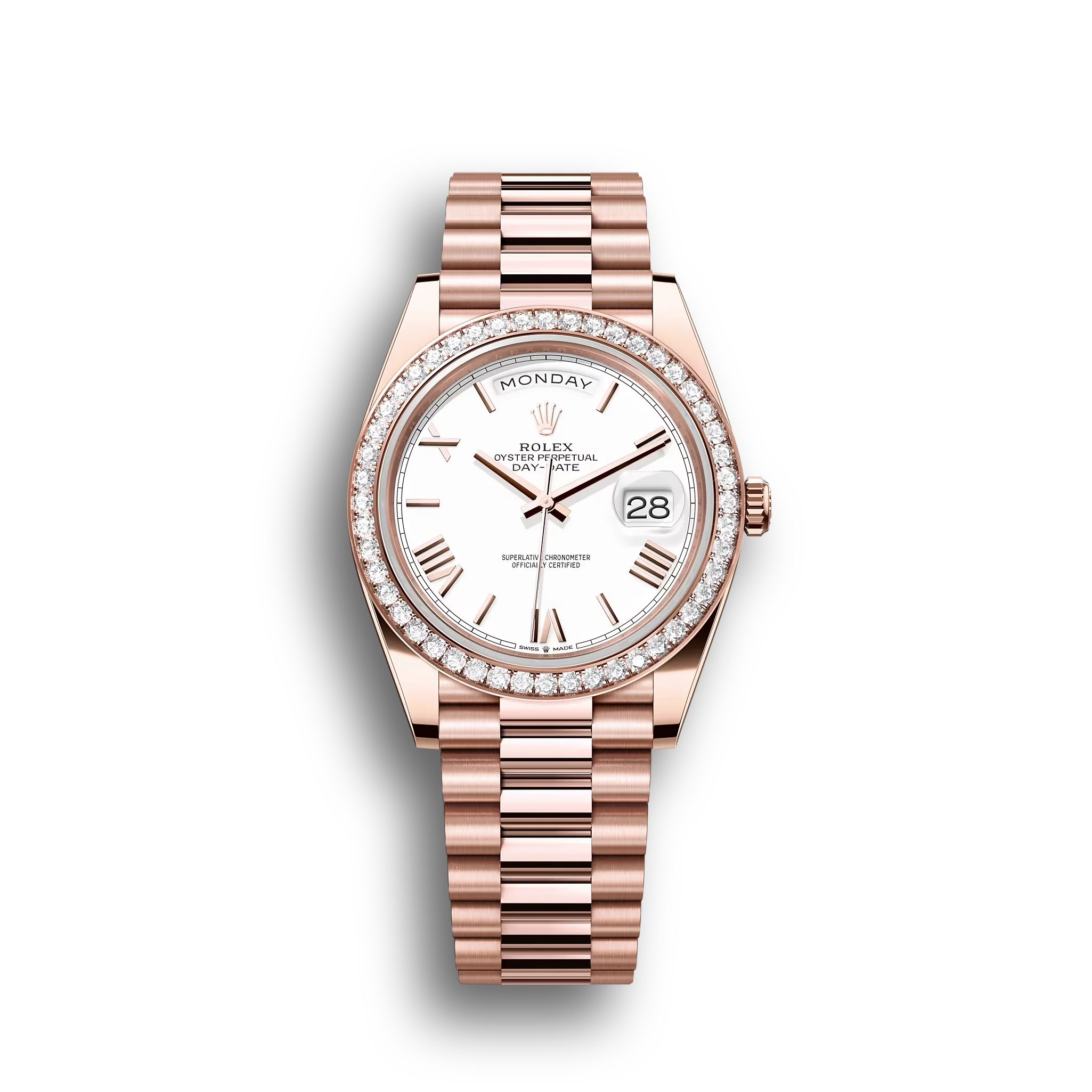 Day-Date: Everose gold, white dial, m228345rbr-0012