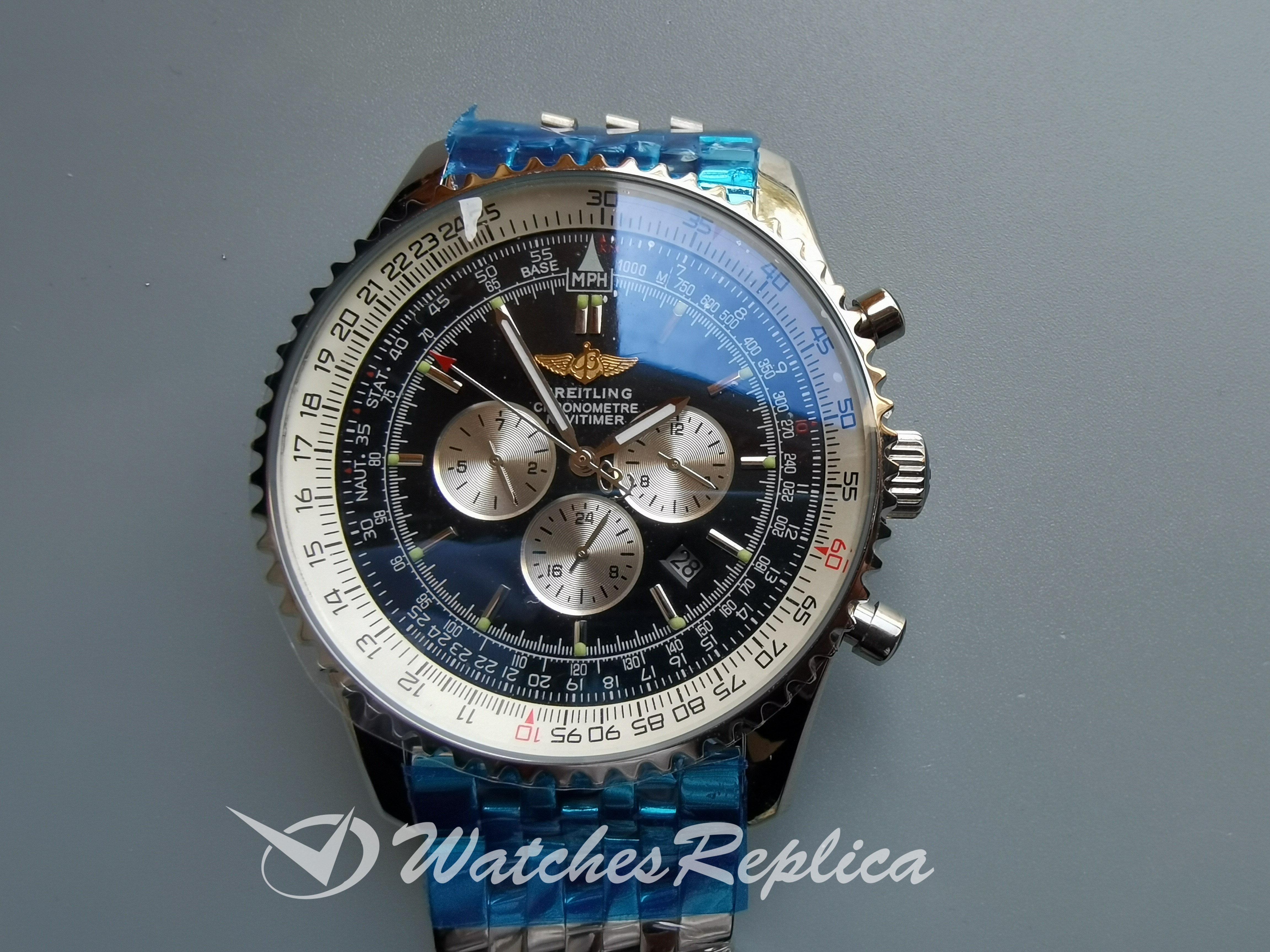 Navitimer Black Dial And Stainless Steel For Men Watch