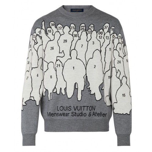 Louis Vuitton Women's Studio Jacquard Crewneck Gray