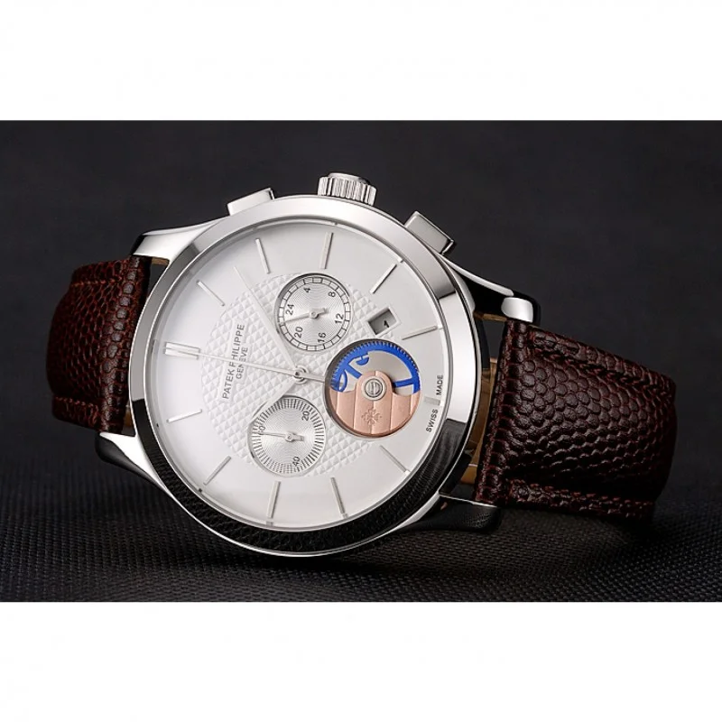 Chronograph White Guilloche Dial White 43 mm, Stainless Steel