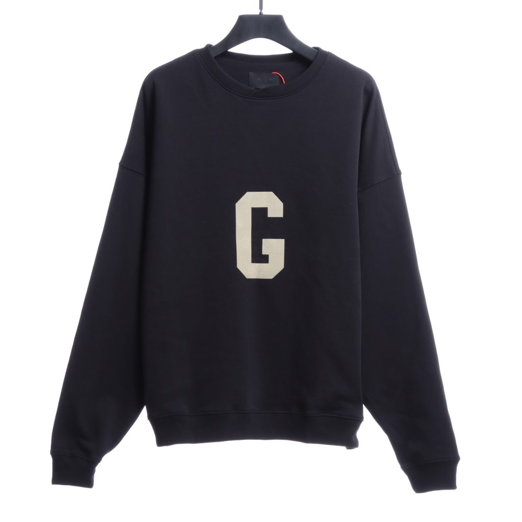 Flocking printed crew neck pullover sweater