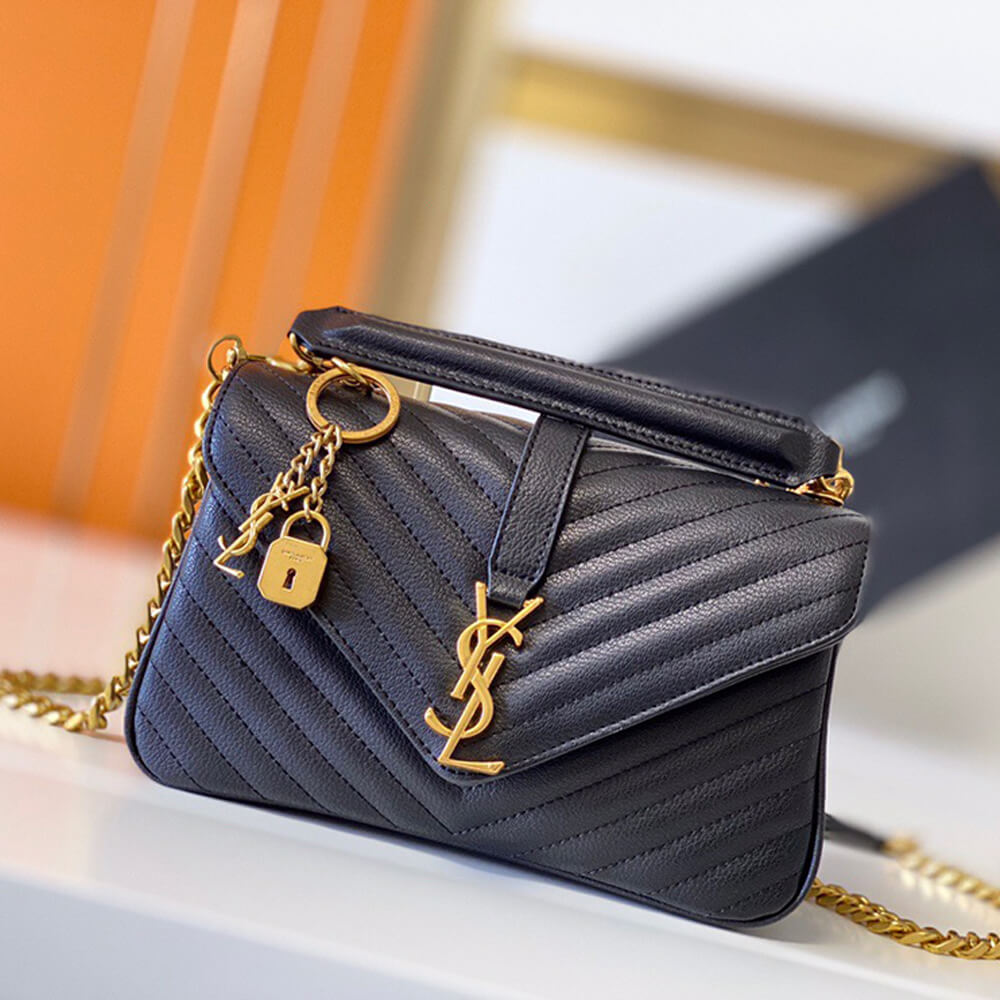 YSL Saint Laurent College quilted-leather satchel bag