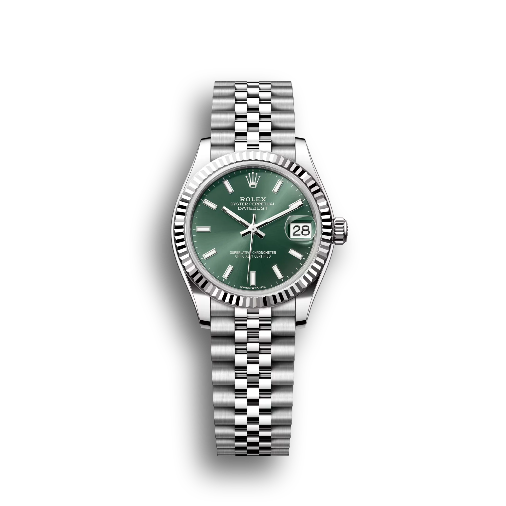 Datejust: Oystersteel and white gold, mint green dial and, Jubilee bracelet, m278274-0018