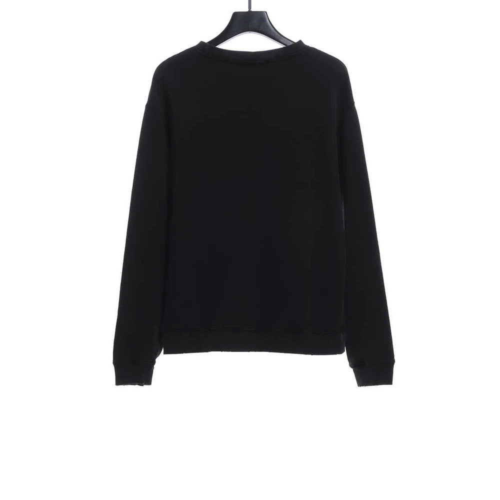 Distressed portrait print sweatshirt