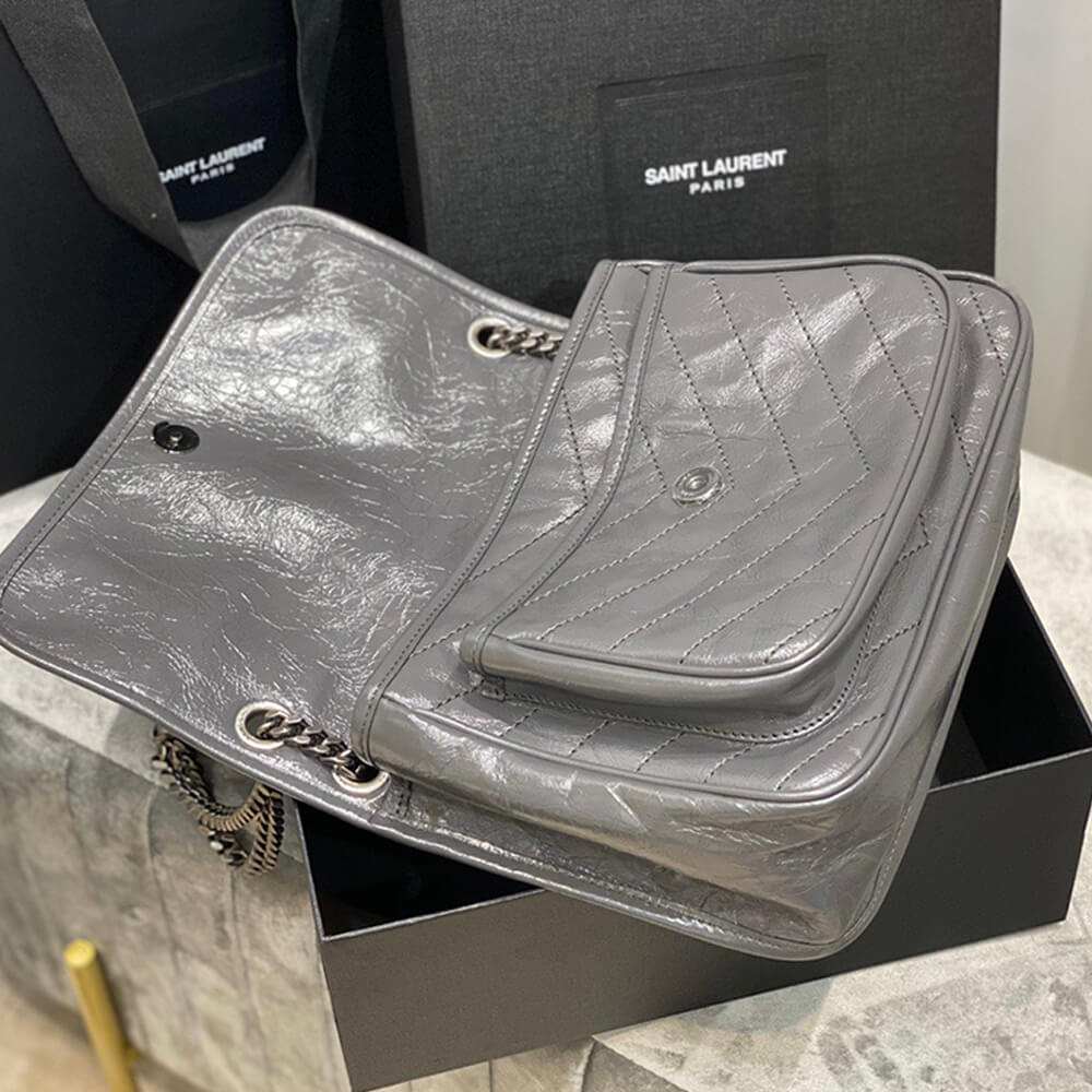 YSL SAINT LAURENT NIKI MEDIUM IN CRINKLED VINTAGE LEATHER