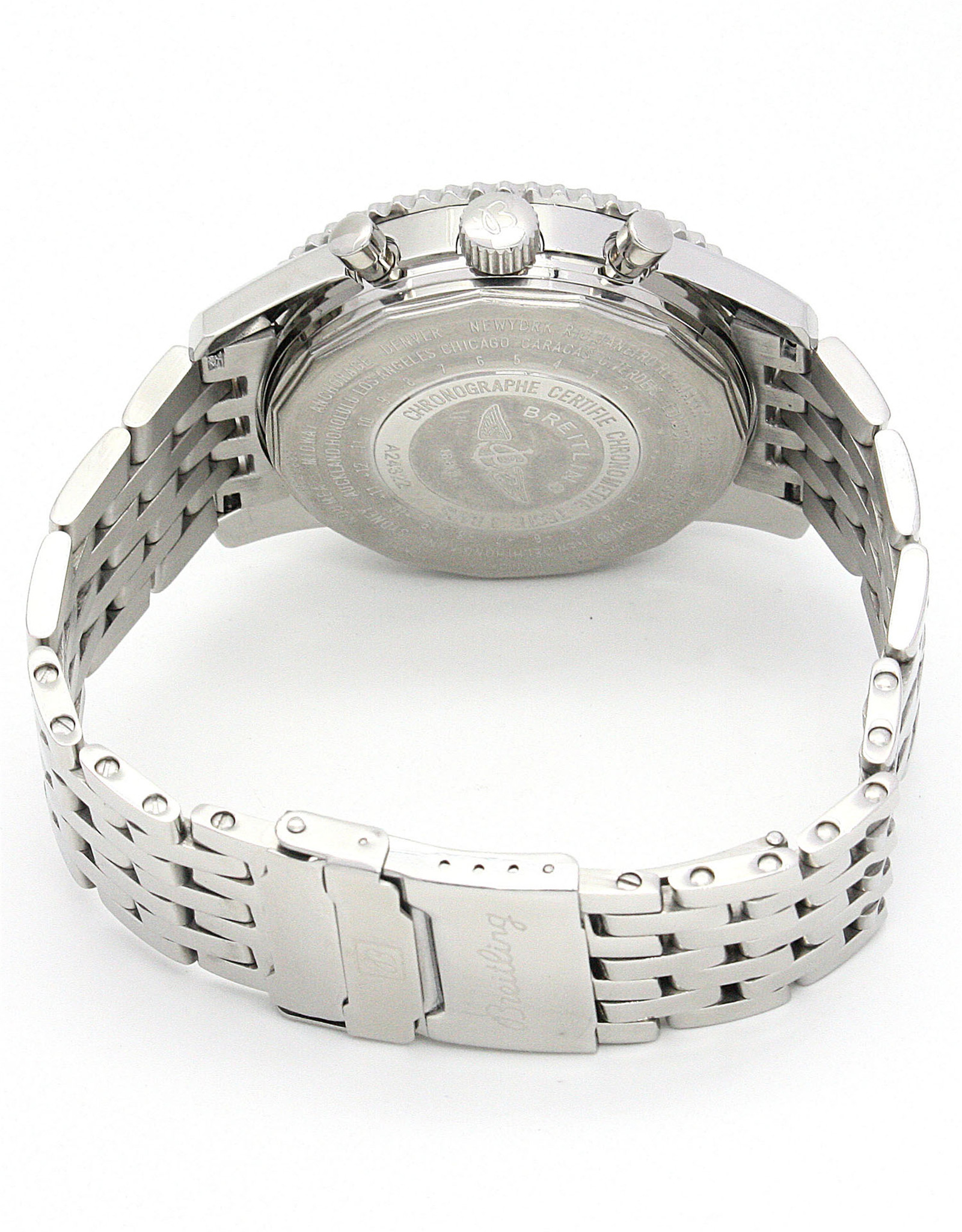 Navitimer World White Dial Stainless Steel Strap A24322