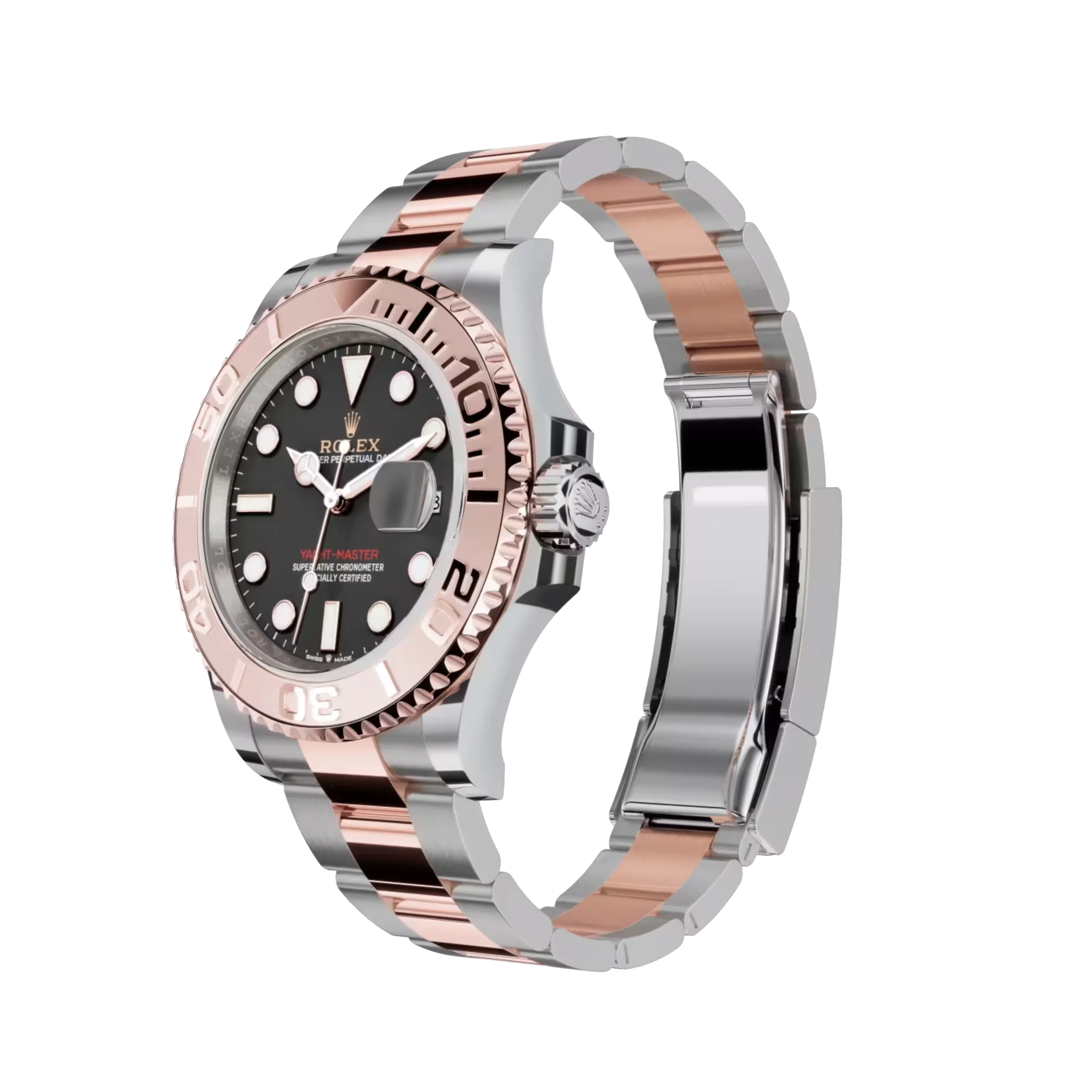 Yacht-Master: Everose gold, Intense black dial, Oyster bracelet, m126621-0002