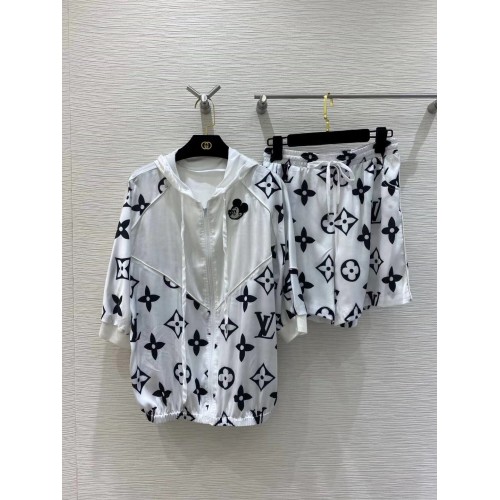 louis vuitton monogram coat and shorts white