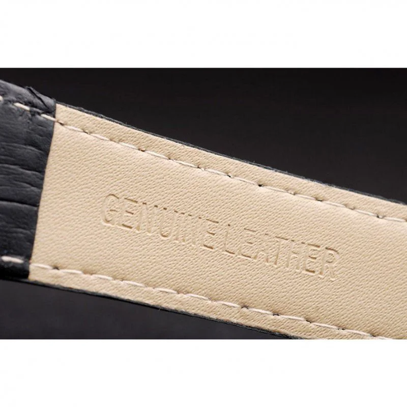 Geneve Calatrava Crystal Studded Dial Black 38 mm, Stainless Steel