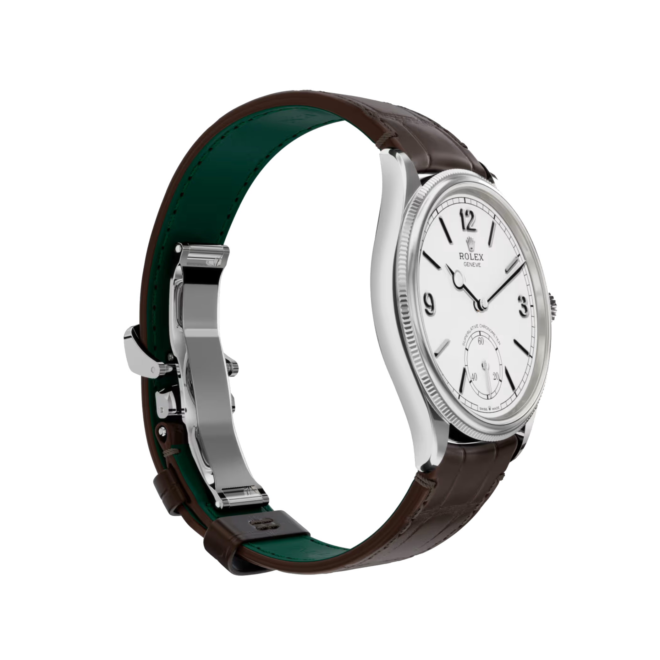 1908: yellow gold with an alligator leather strap, m52508-0006