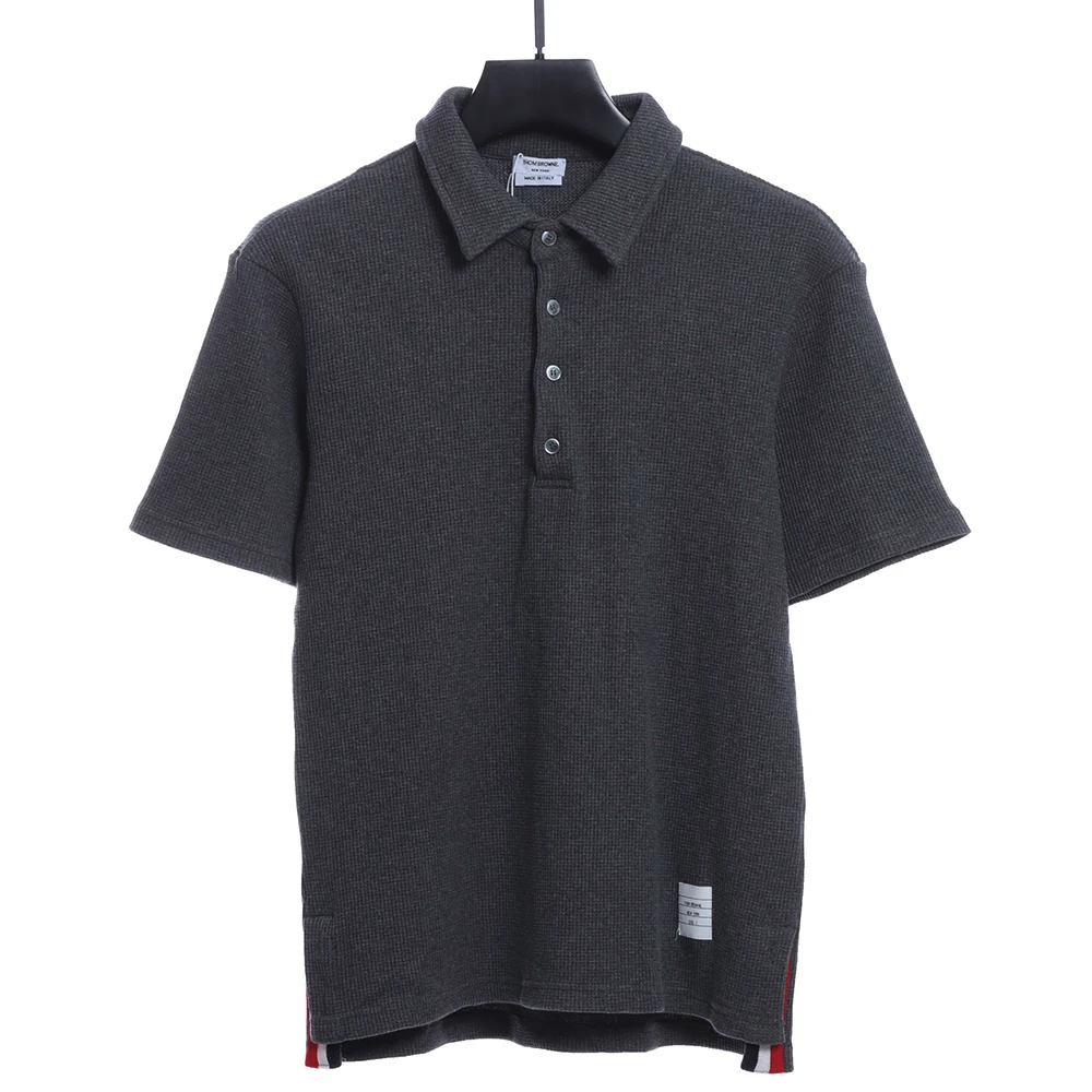 Waffle four button polo T-shirt (White/Black/Grey/Dark blue)