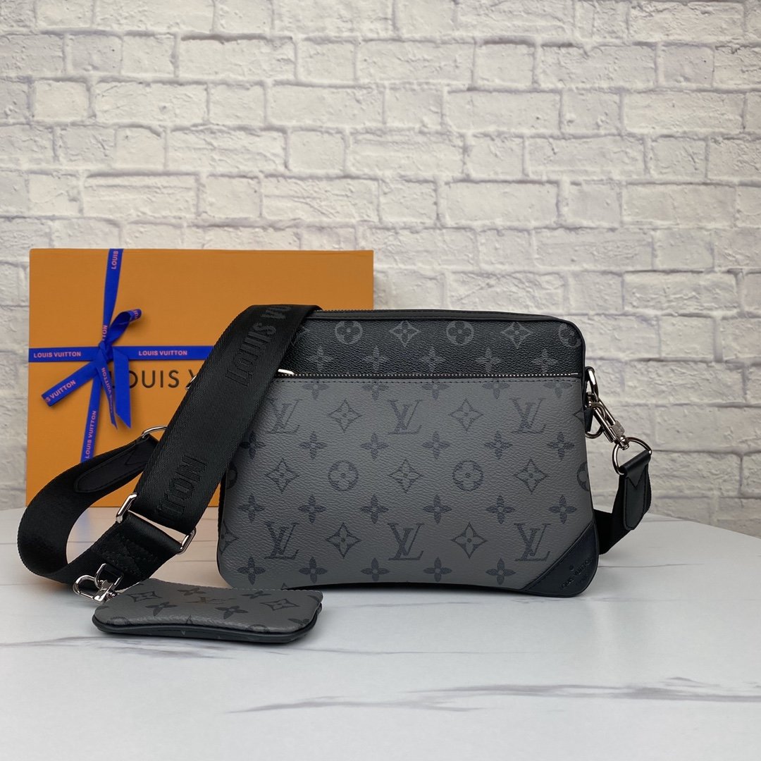 Louis Vuitton M69443 Men Trio Messenger Bag Monogram Eclipse Canvas and its Mirror Twin