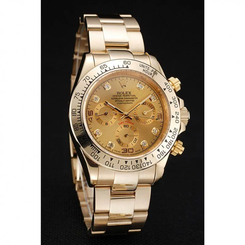 Cosmograph Daytona Brown Dial Diamond Numerals Gold Case And Bracelet 1454245