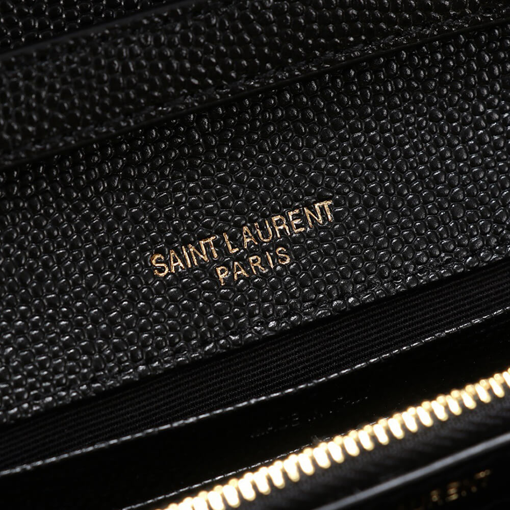 YSL Saint Laurent Chain-strap YSL-plaque grained-leather wallet