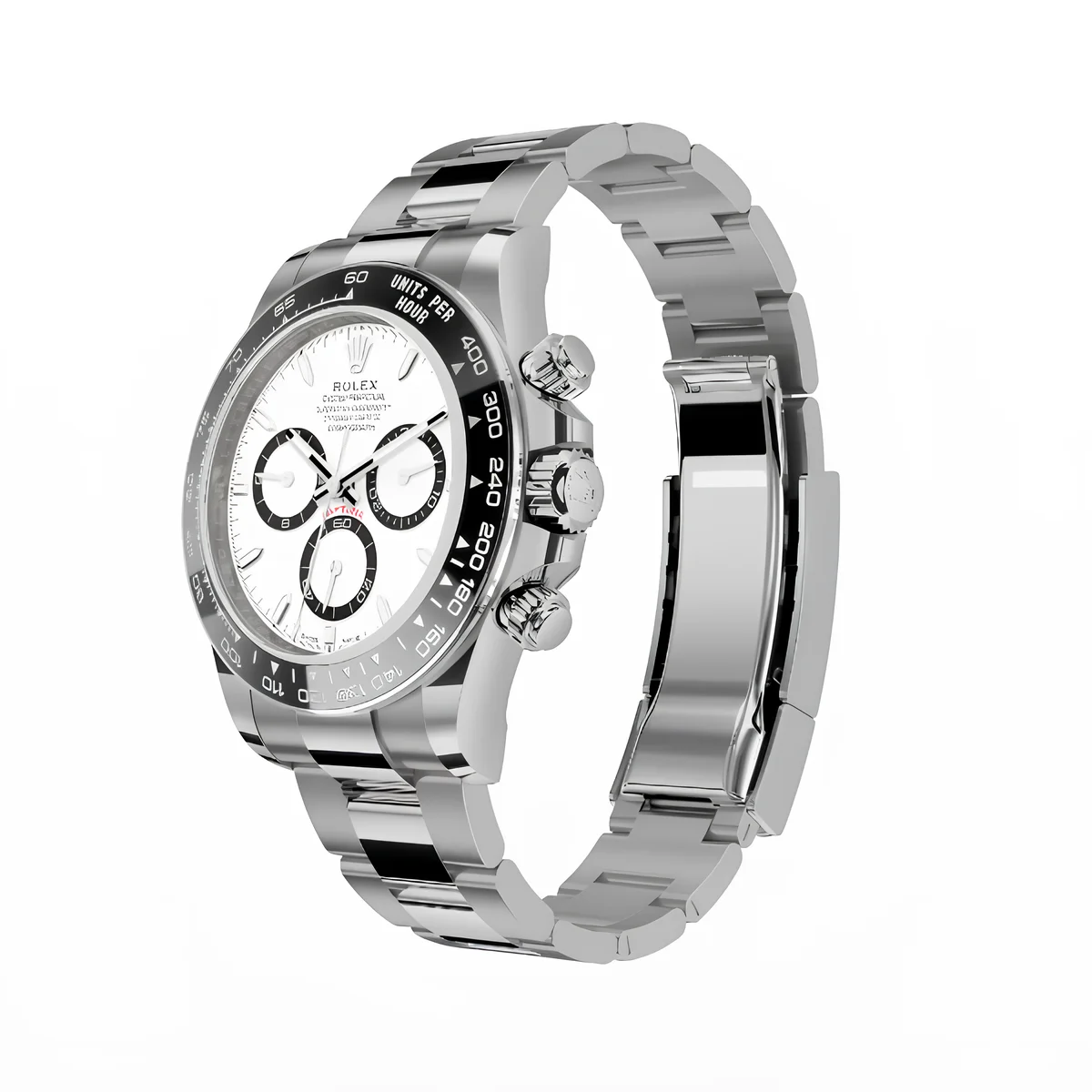 Daytona Cosmograph: Oyster, Black, White dial, m126500ln-0001
