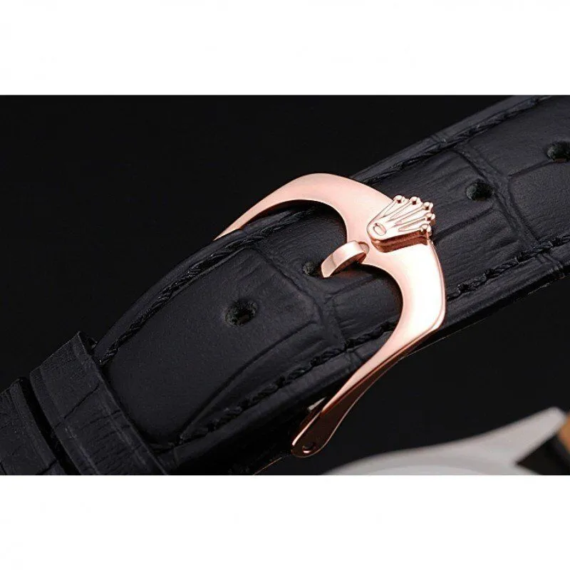 Cellini Blue Dial Gold Bezel Stainless Steel Case Black Leather Strap 622841