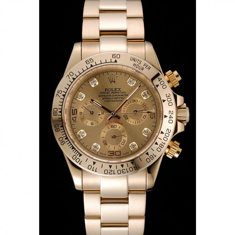 Cosmograph Daytona Brown Dial Diamond Numerals Gold Case And Bracelet 1454245