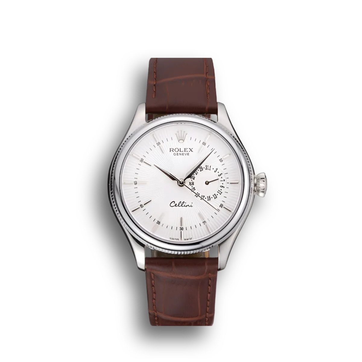 Cellini White Dial Stainless Steel Case Brown Leather Bracelet 622723