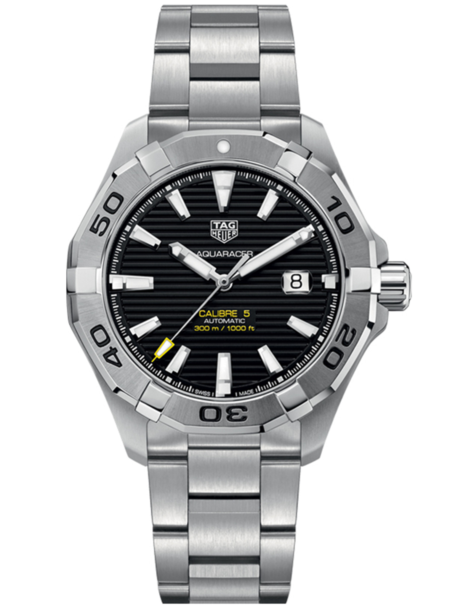 Aquaracer Black Dial Stainless Steel Bracelet WAY2010.BA0927 43 MM