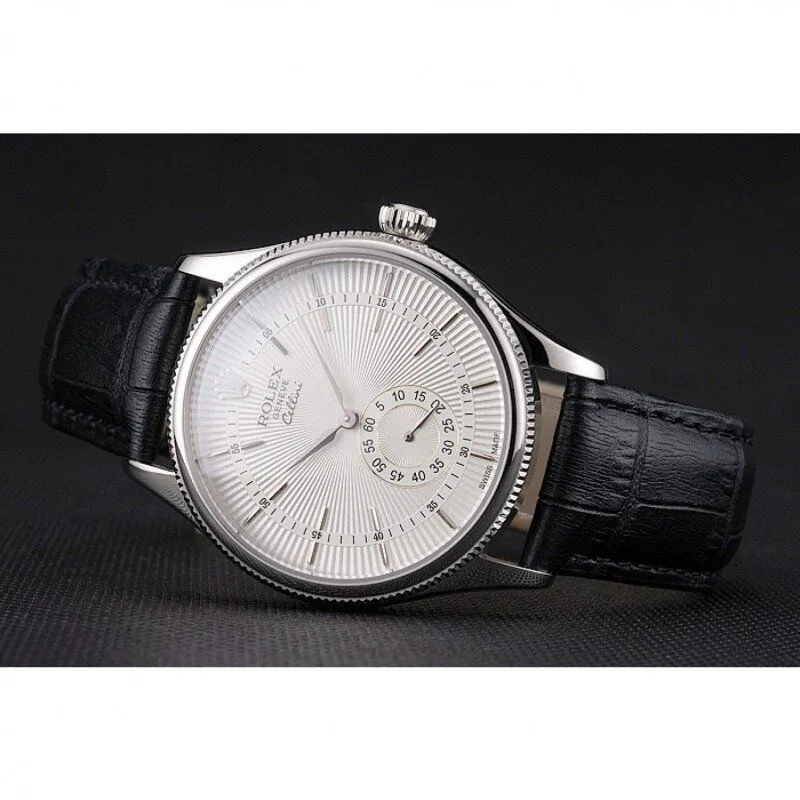 Swiss Cellini White Dial Stainless Steel Case Black Leather Strap